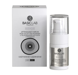 BasicLab Esteticus liftingujące serum pod oczy i na powieki 10% kompleks peptydów i ceramidów Odżywienie i Ujędrnienie 15ml