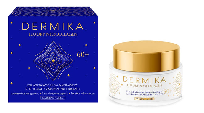 Dermika Luxury Neocollagen 60+ kolagenowy krem naprawczy do redukcji zmarszczek i bruzd na dzień i na noc 50ml