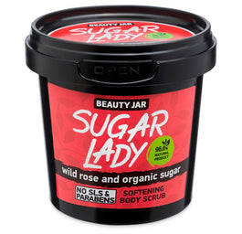 BEAUTY JAR Sugar Lady zmiękczający scrub do ciała z dziką różą i organicznym cukrem 180g