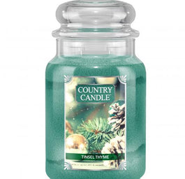 Country Candle Duża świeca zapachowa z dwoma knotami Tinsel Thyme 680g