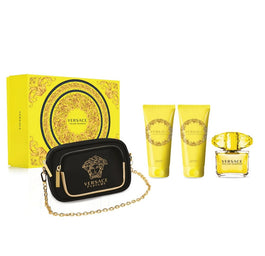 Versace Yellow Diamond zestaw woda toaletowa spray 90ml + balsam do ciała 100ml + żel pod prysznic 100ml + torebka