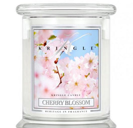 Kringle Candle Średnia świeca zapachowa z dwoma knotami Cherry Blossom 411g