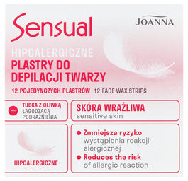 Joanna Sensual hipoalergiczne plastry do depilacji twarzy 12szt + tubka z oliwką łagodzącą 10ml