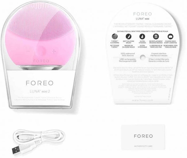 Foreo Luna Mini 2 szczoteczka soniczna do oczyszczania twarzy z efektem masującym Pearl Pink