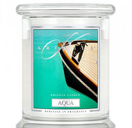 Kringle Candle Średnia świeca zapachowa z dwoma knotami Aqua 411g