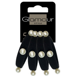 Glamour Gumki do włosów czarne z perełkami 4szt