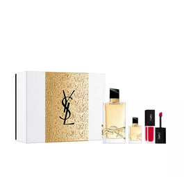 Yves Saint Laurent Libre Pour Femme zestaw woda perfumowana spray 90ml + woda perfumowana spray 7.5ml + Tatouage Couture Velvet Cream Lipstick pomadka do ust 208