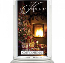 Kringle Candle Duża świeca zapachowa z dwoma knotami Cozy Christmas 623g