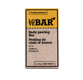 Love Bar Body Peeling Bar peeling do ciała w kostce Kawa & Pomarańczowy Olejek 2x30g