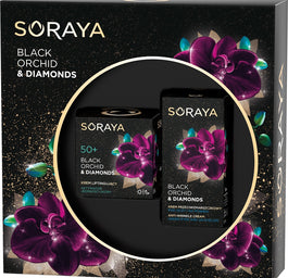 Soraya Black Orchid & Diamonds zestaw liftingujący krem do twarzy na dzień i na noc 50+ 50ml + krem przeciwzmarszczkowy pod oczy i na powieki 15ml