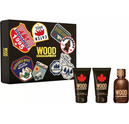 Dsquared2 Wood Pour Homme zestaw woda toaletowa spray 50ml + żel pod prysznic 50ml + balsam po goleniu 50ml