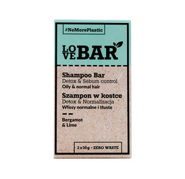 Love Bar Shampoo Bar szampon w kostce do włosów normalnych i tłustych Bergamotka & Limonka 2x30g