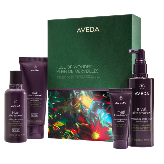 Aveda Full of Wonder zestaw szampon do włosów 100ml + odżywka do włosów 100ml + kuracja do włosów 25ml + serum do skóry głowy 150ml