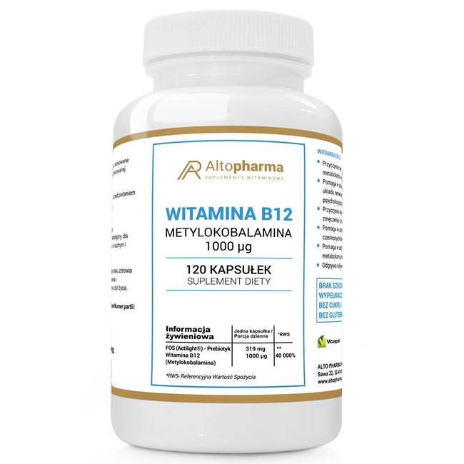 AltoPharma Witamina B12 Metylokobalamina 1000 mcg suplement diety 120 kapsułek