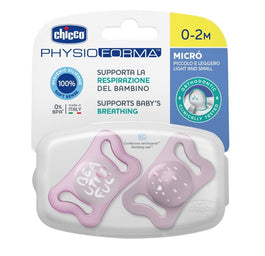Chicco PhysioForma silikonowy smoczek do uspokajania Micro 0-2m+ Różowy 2szt.