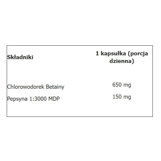 Aliness Betaina HCL + Pepsyna 650/150mg suplement diety 100 kapsułek