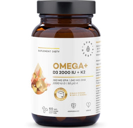 Aura Herbals Omega + Witamina D3 + K2 suplement diety 60 kapsułek