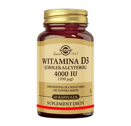 Solgar Witamina D3 4000IU suplement diety 60 kapsułek