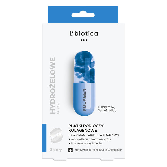 L'biotica Kolagenowe płatki pod oczy redukujące cienie i obrzęki 3 pary