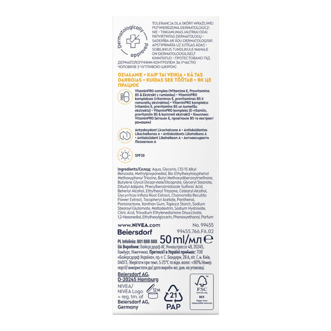 Nivea Men Sensitive Daily Protect nawilżający krem do twarzy SPF30 50ml