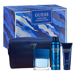Guess Seductive Homme Blue zestaw woda toaletowa spray 100ml + dezodorant spray 226ml + żel pod prysznic 100ml + kosmetyczka