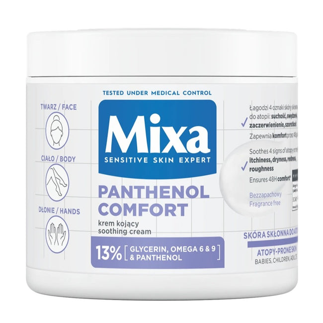 MIXA Panthenol Comfort kojący krem do twarzy dłoni i ciała 400ml
