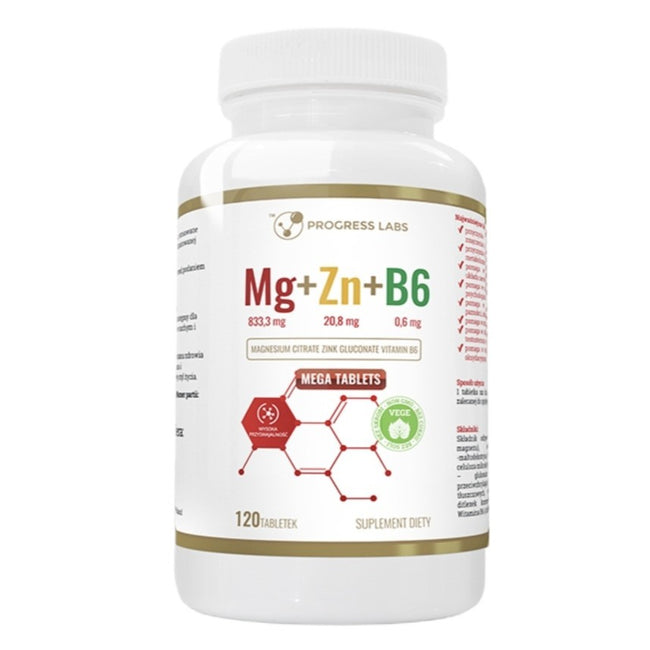 Progress Labs Witamina Mg + Zn + B6 suplement diety 120 tabletek