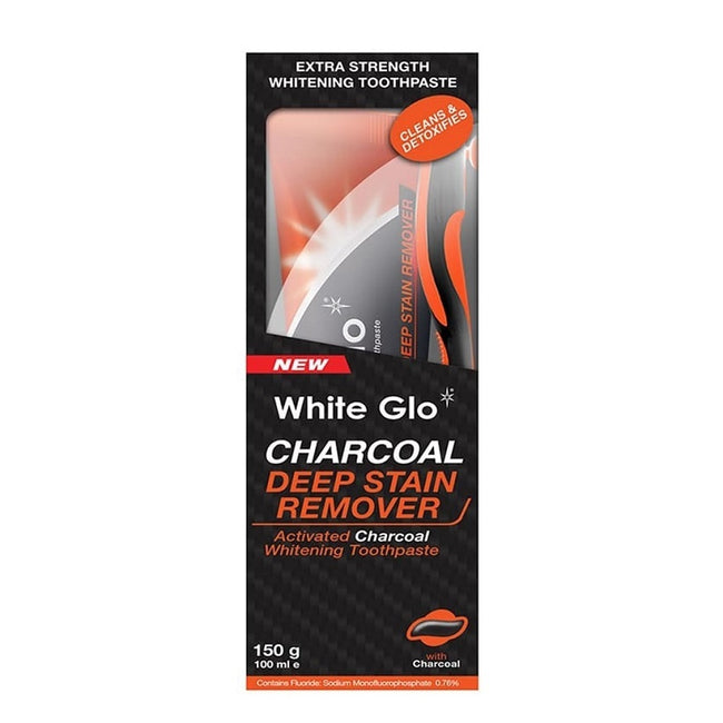 White Glo Charcoal Deep Stain Remover wybielająca pasta do zębów z aktywnym węglem 100ml + szczoteczka