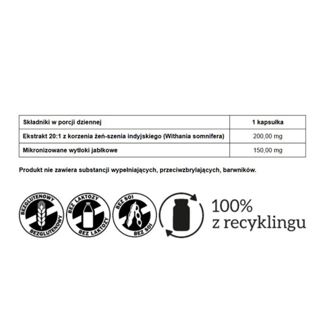 Pharmovit Żeń-szeń indyjski Ashwagandha 20:1 200mg suplement diety 90 kapsułek