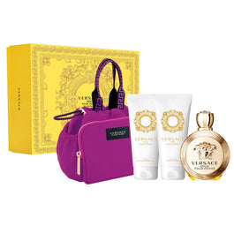 Versace Eros Pour Femme zestaw woda perfumowana spray 100ml + żel pod prysznic 100ml + balsam do ciała 100ml + torba kosmetyczna