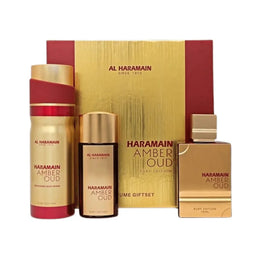 Al Haramain Amber Oud Ruby Edition zestaw woda perfumowana spray 75ml + woda perfumowana spray 30ml + dezodorant spray 200ml