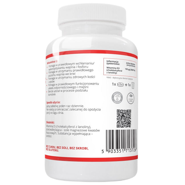 WISH Pharmaceutical Witamina D3 4000IU suplement diety 240 tabletek