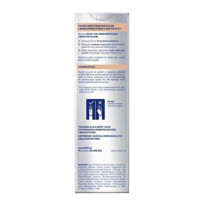 Nivea Hyaluron Cellular Filler 3In1 Eye Care Concealer krem korygujący cienie pod oczami