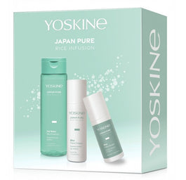 Yoskine Japan Pure Rice Infusion zestaw ryżowe serum do twarzy 30ml + ryżowy krem do twarzy 50ml + bogata ryżowa esencja do twarzy 200ml