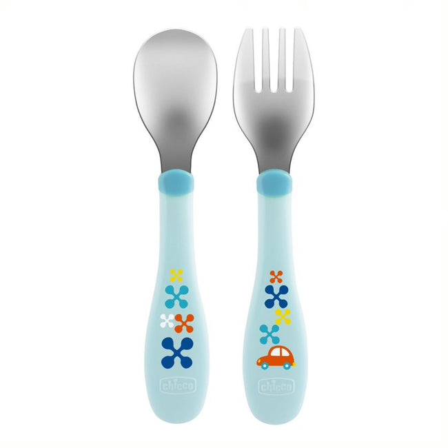 Chicco Metal Cutlery sztućce metalowe 18m+ Niebieskie