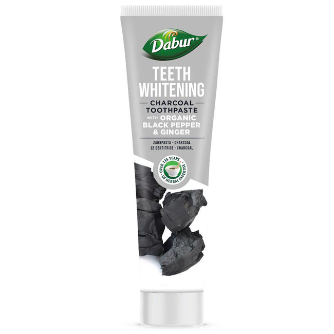 Dabur Teeth Whitening Charcoal Toothpaste wybielająca węglowa pasta do zębów z Pieprzem i Imbirem 100ml