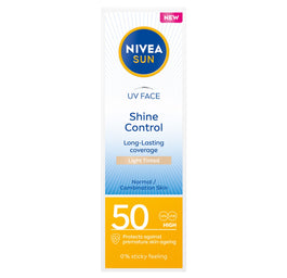 Nivea Sun UV Face Shine Control matujący krem do twarzy z wysoką ochroną SPF50 Light Tinted 50ml