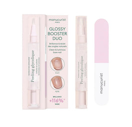 Manucurist Glossy Booster Duo zestaw peeling z kwasem glikolowym + dwufazowa polerka