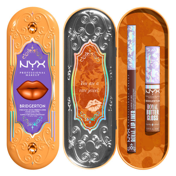 NYX Professional MakeUp Bridgerton Royal Treasures 2-Piece Lip Kit zestaw błyszczyk i konturówka 2szt.