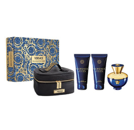 Versace Dylan Blue Pour Femme zestaw woda perfumowana spray 100ml + żel pod prysznic 100ml + balsam do ciała 100ml + kosmetyczka