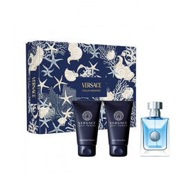 Versace Pour Homme zestaw woda toaletowa spray 50ml + żel pod prysznic 50ml + balsam po goleniu 50ml