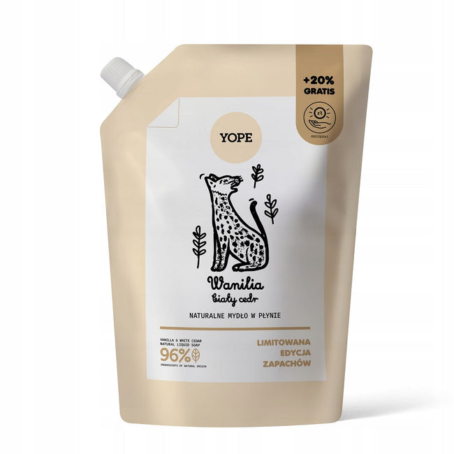 Yope Naturalne mydło w płynie refill Wanilia & Biały Cedr 600ml