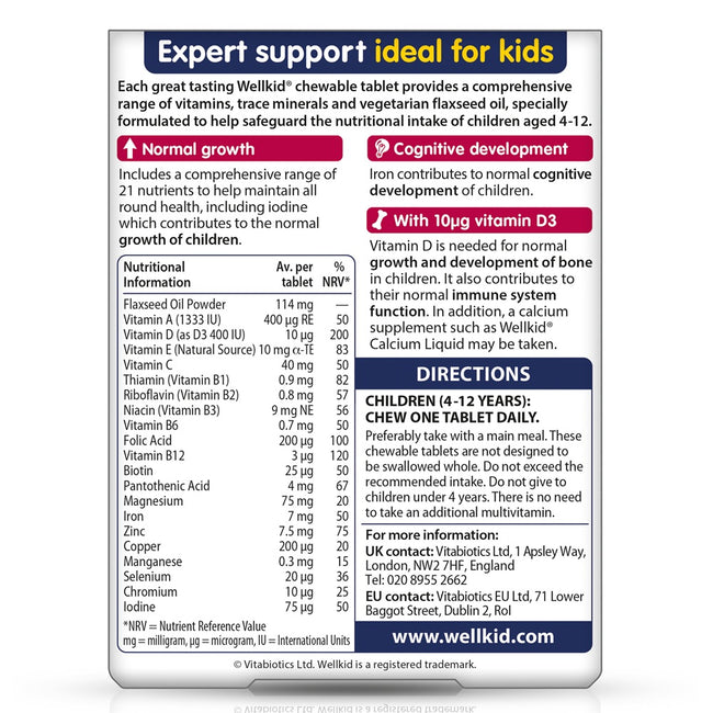 Vitabiotics Wellkid Multi-Vitamin suplement diety dla dzieci 30 tabletek do żucia