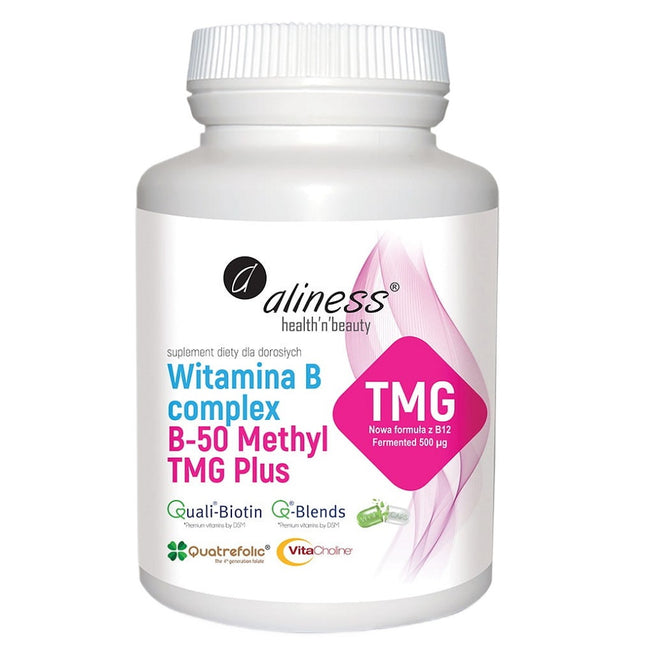 Aliness Witamina B Complex B-50 Methyl TMG Plus suplement diety 100 kapsułek