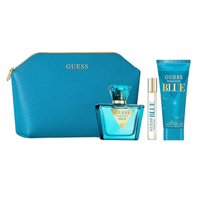 Guess Seductive Blue zestaw woda toaletowa spray 75ml + woda toaletowa spray 15ml + balsam do ciała 100ml + kosmetyczka