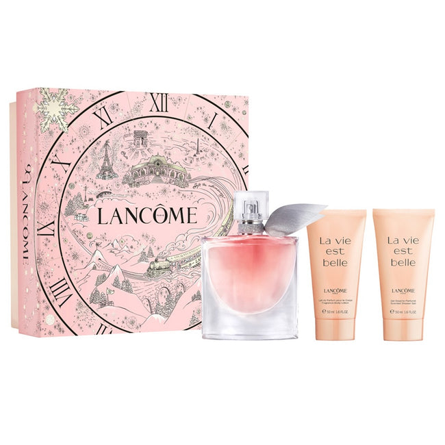 Lancome La Vie Est Belle zestaw woda perfumowana spray 50ml + balsam do ciała 50ml + żel pod prysznic 50ml