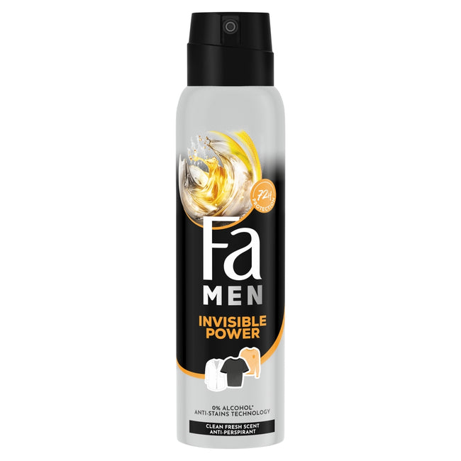 Fa Men Invisible Power 72h dezodorant w sprayu o odświeżającym męskim zapachu z zielonymi nutami 150ml