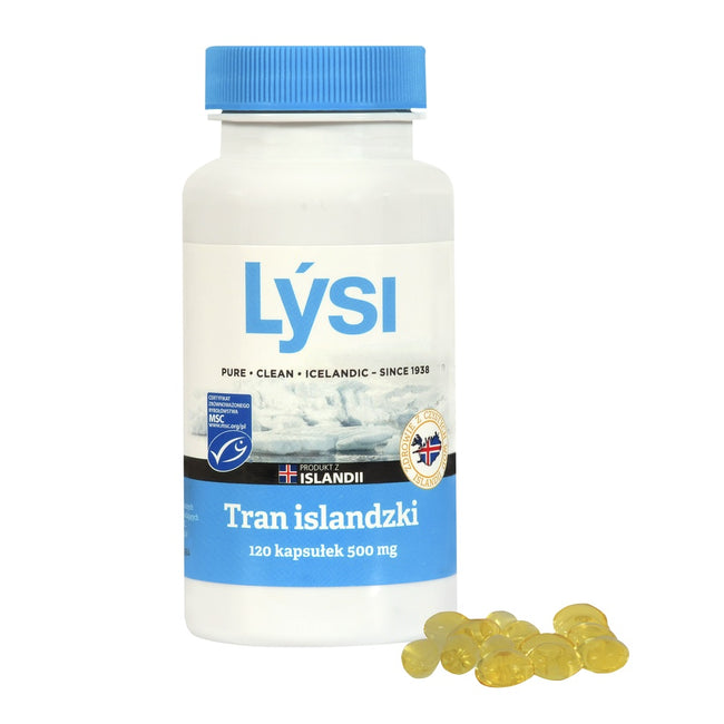 Lysi Tran islandzki 500mg suplement diety 120 kapsułek