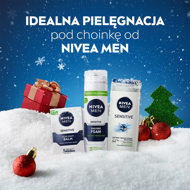 Nivea Men Sensitive Skin zestaw żel pod prysznic 3w1 250ml + łagodzący balsam po goleniu 100ml + łagodząca pianka do golenia 200ml