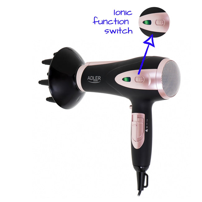 Adler Suszarka do włosów z dyfuzorem 2200W ION AD 2248 Czarna